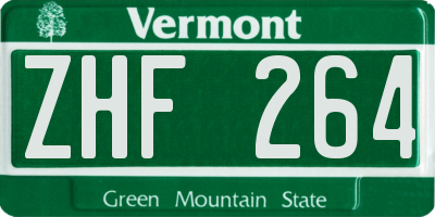 VT license plate ZHF264