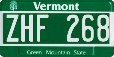 VT license plate ZHF268