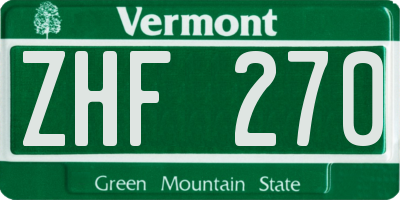 VT license plate ZHF270