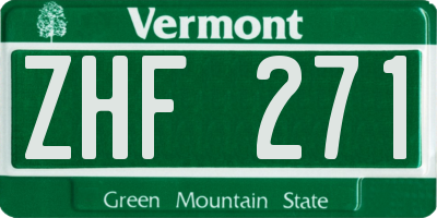VT license plate ZHF271
