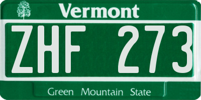 VT license plate ZHF273