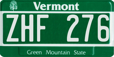 VT license plate ZHF276