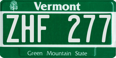 VT license plate ZHF277
