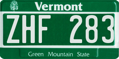 VT license plate ZHF283