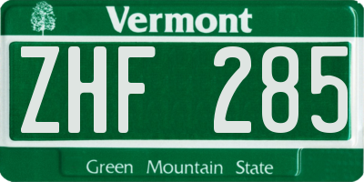 VT license plate ZHF285