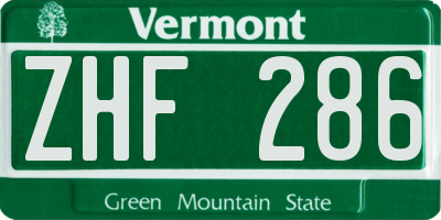 VT license plate ZHF286