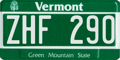 VT license plate ZHF290