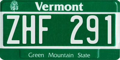 VT license plate ZHF291