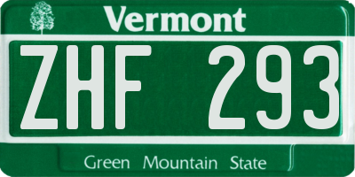 VT license plate ZHF293