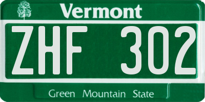 VT license plate ZHF302