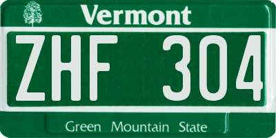 VT license plate ZHF304
