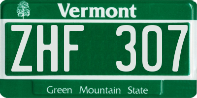 VT license plate ZHF307