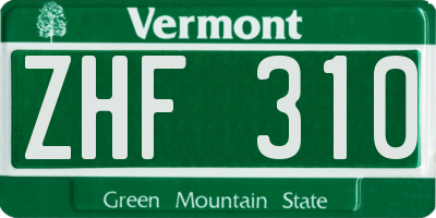VT license plate ZHF310