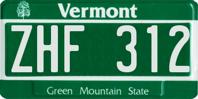 VT license plate ZHF312