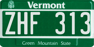 VT license plate ZHF313