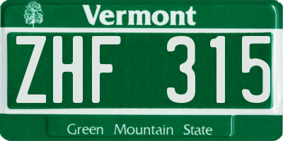 VT license plate ZHF315