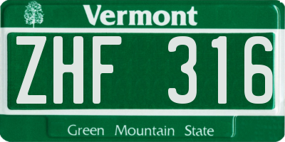 VT license plate ZHF316