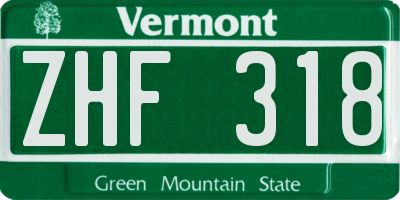 VT license plate ZHF318