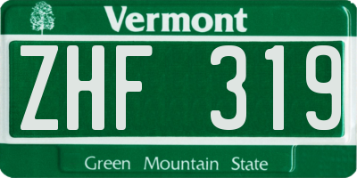 VT license plate ZHF319