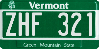 VT license plate ZHF321