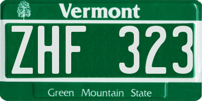 VT license plate ZHF323