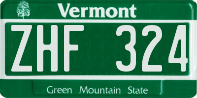 VT license plate ZHF324