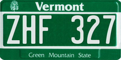 VT license plate ZHF327