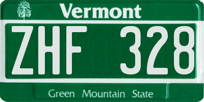 VT license plate ZHF328