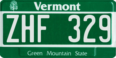 VT license plate ZHF329