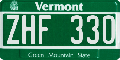 VT license plate ZHF330