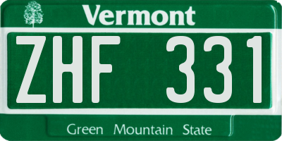 VT license plate ZHF331