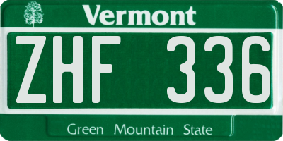 VT license plate ZHF336