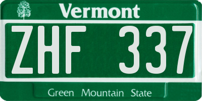 VT license plate ZHF337