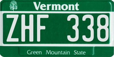 VT license plate ZHF338