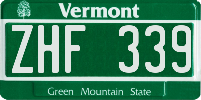 VT license plate ZHF339