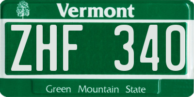 VT license plate ZHF340