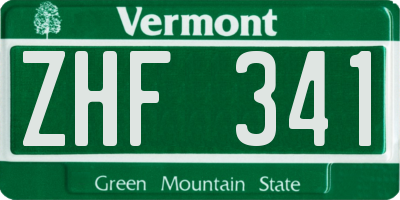 VT license plate ZHF341