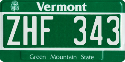 VT license plate ZHF343