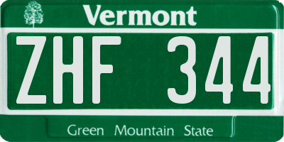 VT license plate ZHF344