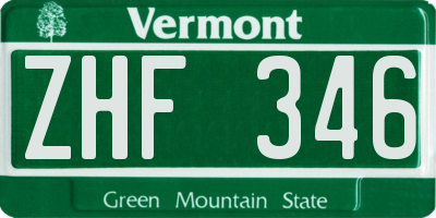 VT license plate ZHF346