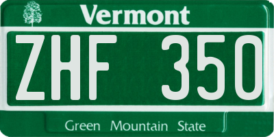 VT license plate ZHF350