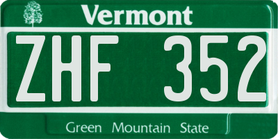 VT license plate ZHF352
