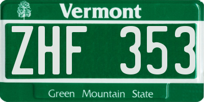 VT license plate ZHF353