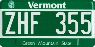 VT license plate ZHF355