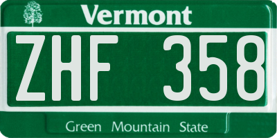 VT license plate ZHF358