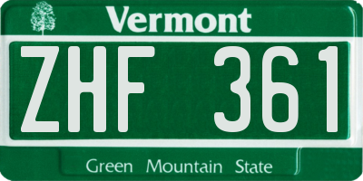 VT license plate ZHF361