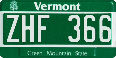 VT license plate ZHF366