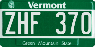 VT license plate ZHF370