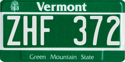 VT license plate ZHF372