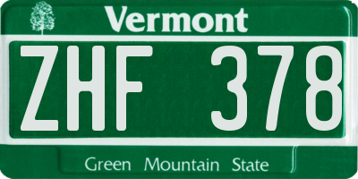 VT license plate ZHF378